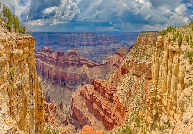 Grand Canyon North Rim view on a cloudy day