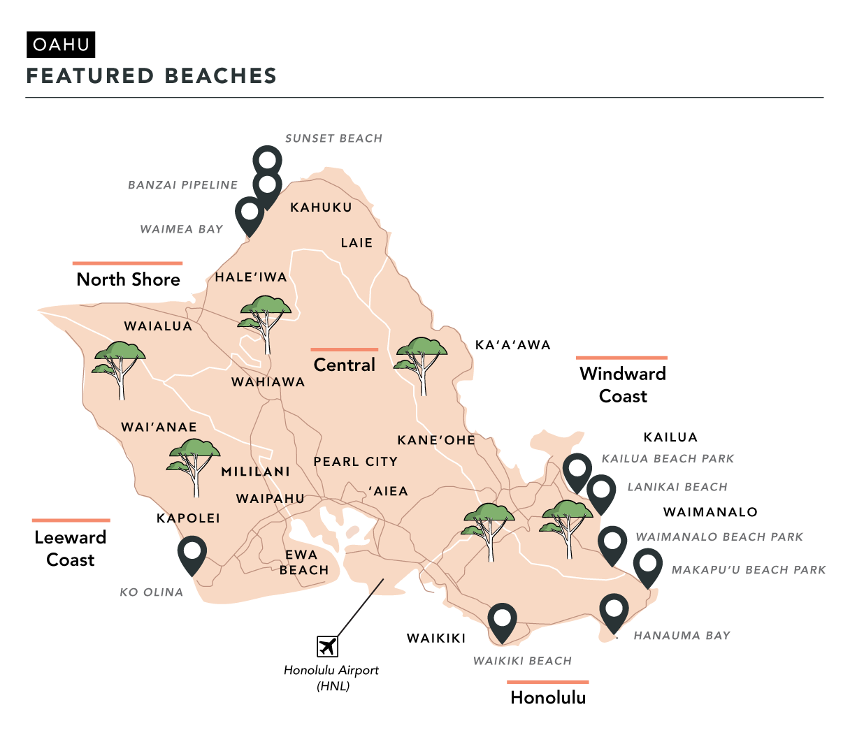 Oahu Beaches Map