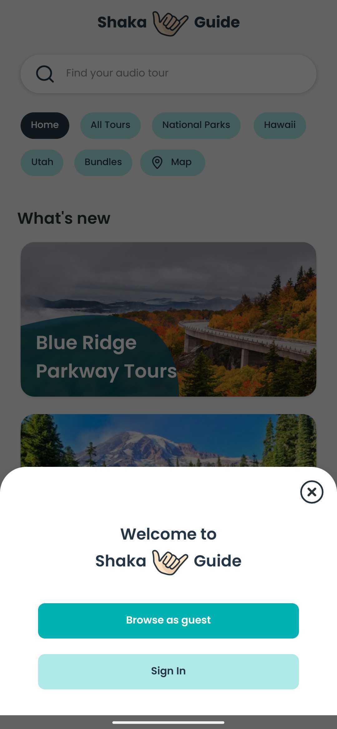 Log into the Shaka Guide app using email, Apple or Google