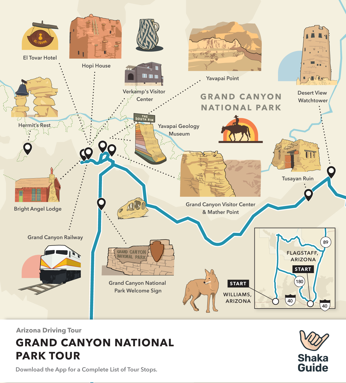 Grand Canyon South Rim Map Itinerary Shaka Guide