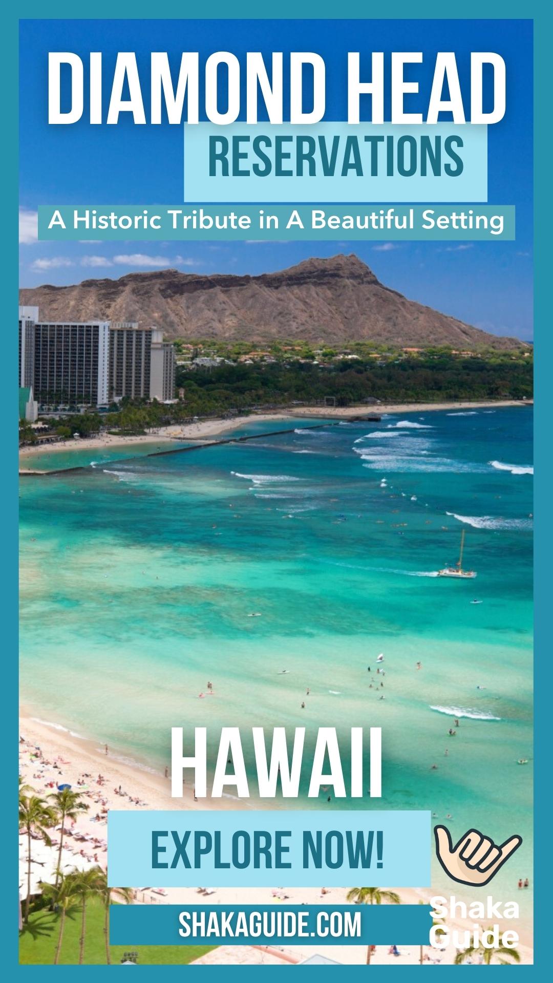 pinterest pin of diamond head reservations in hawaii