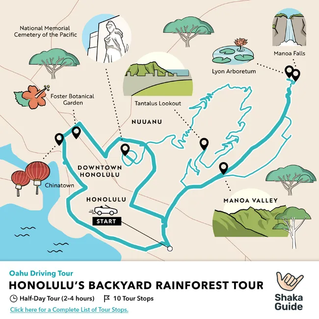 honolulu rainforest tour map