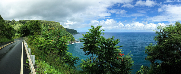 road near the coast of Maui