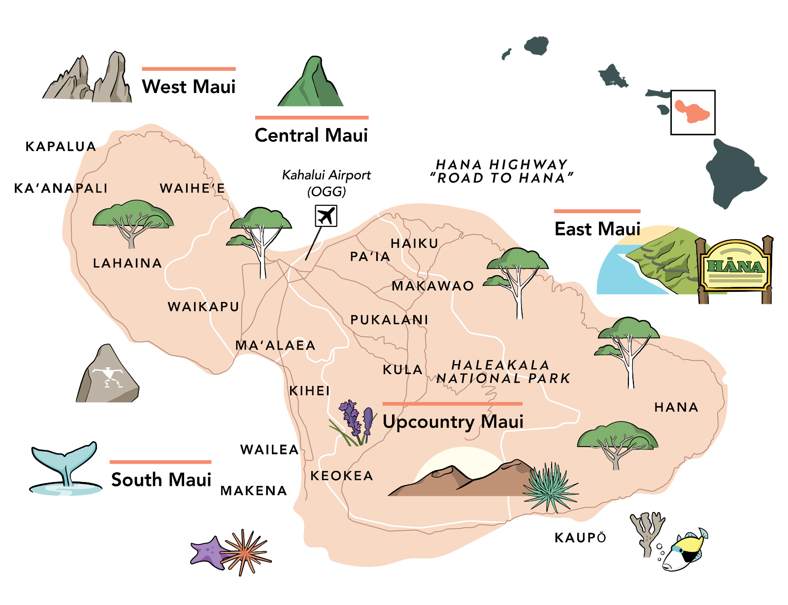 best snorkeling in maui map