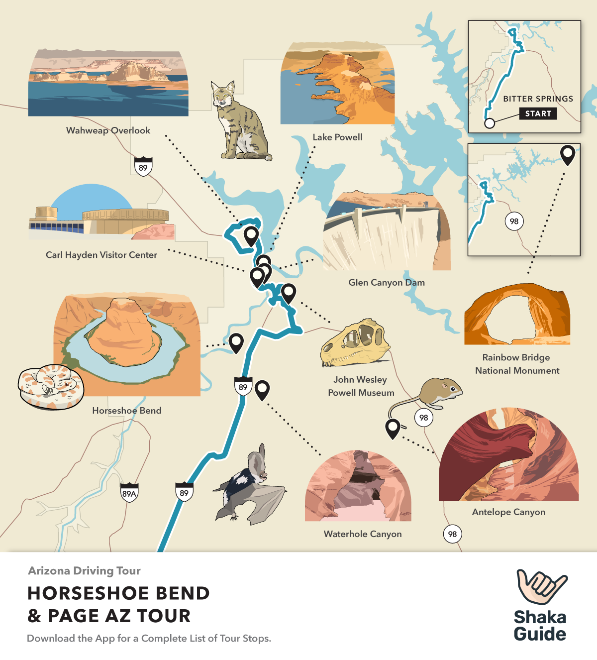 Shaka Guide's Horseshoe Bend Tour Map