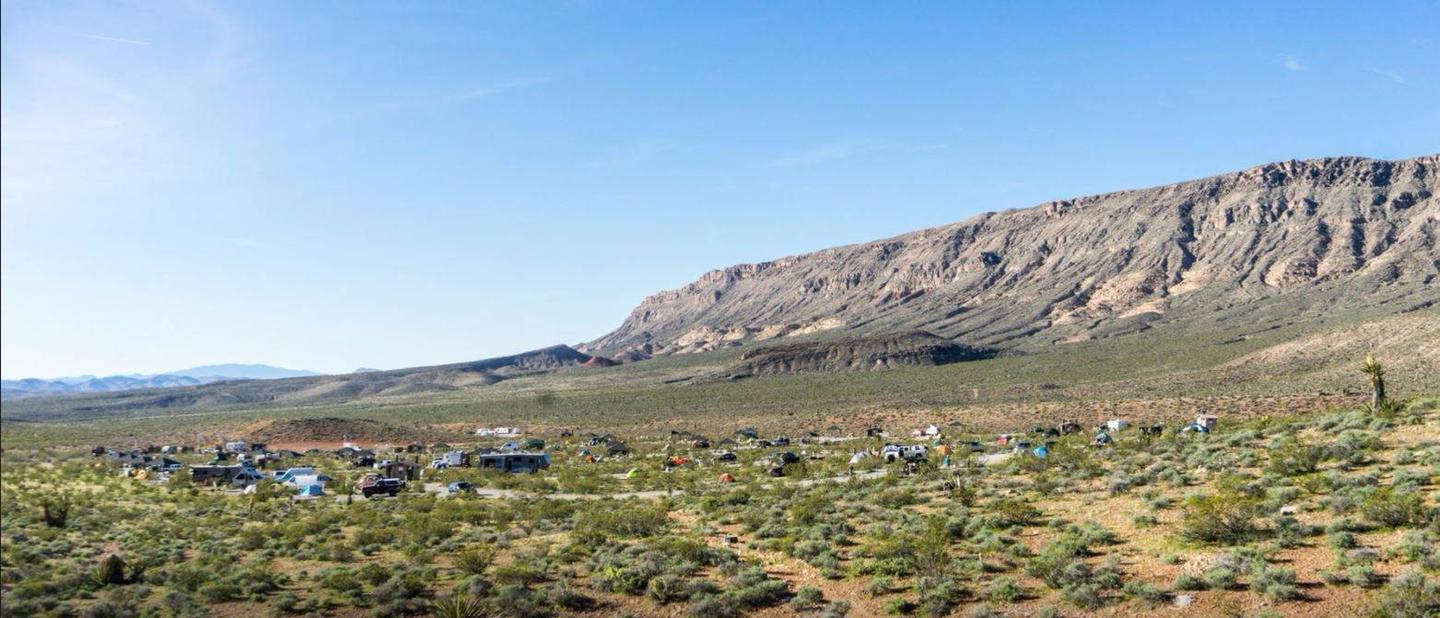 campground in the desert on a clear sky