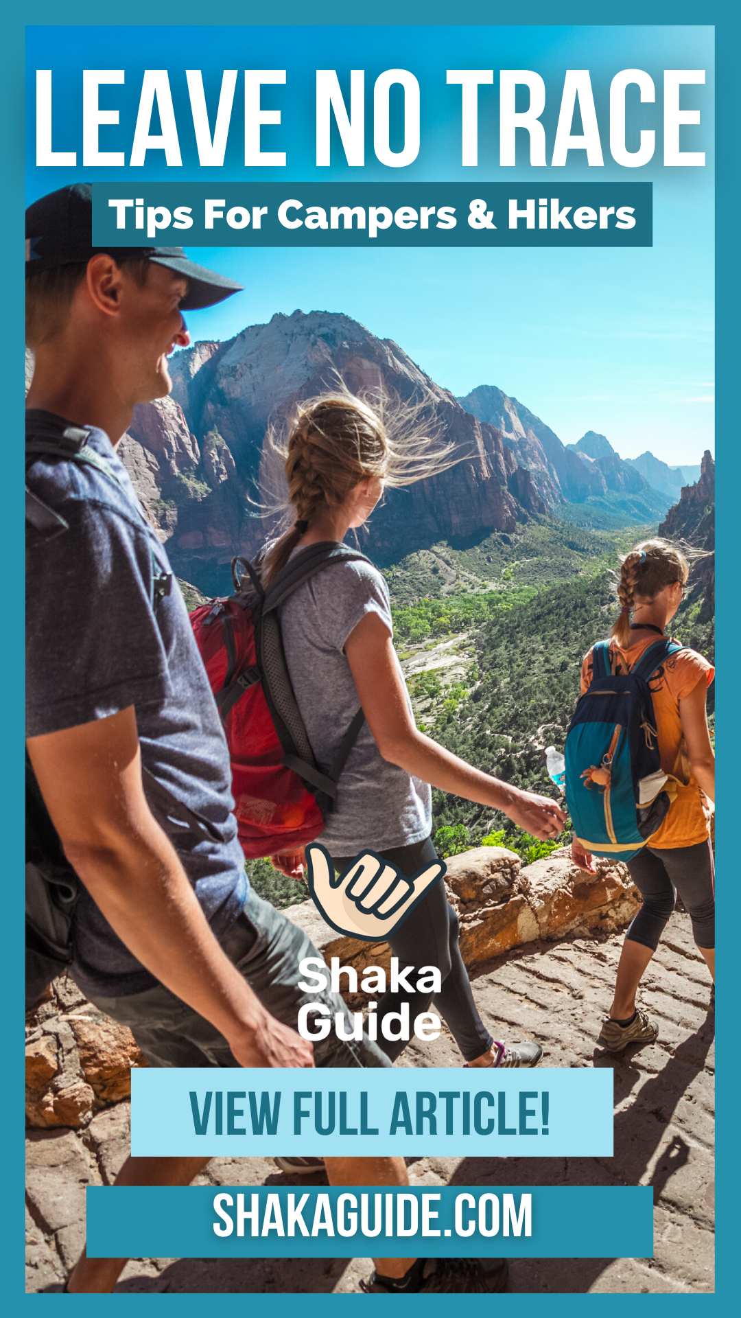 hikers hiking in zion national park