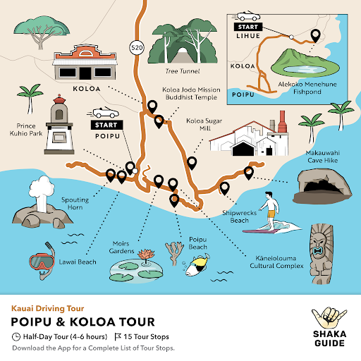 poipu and koloa map