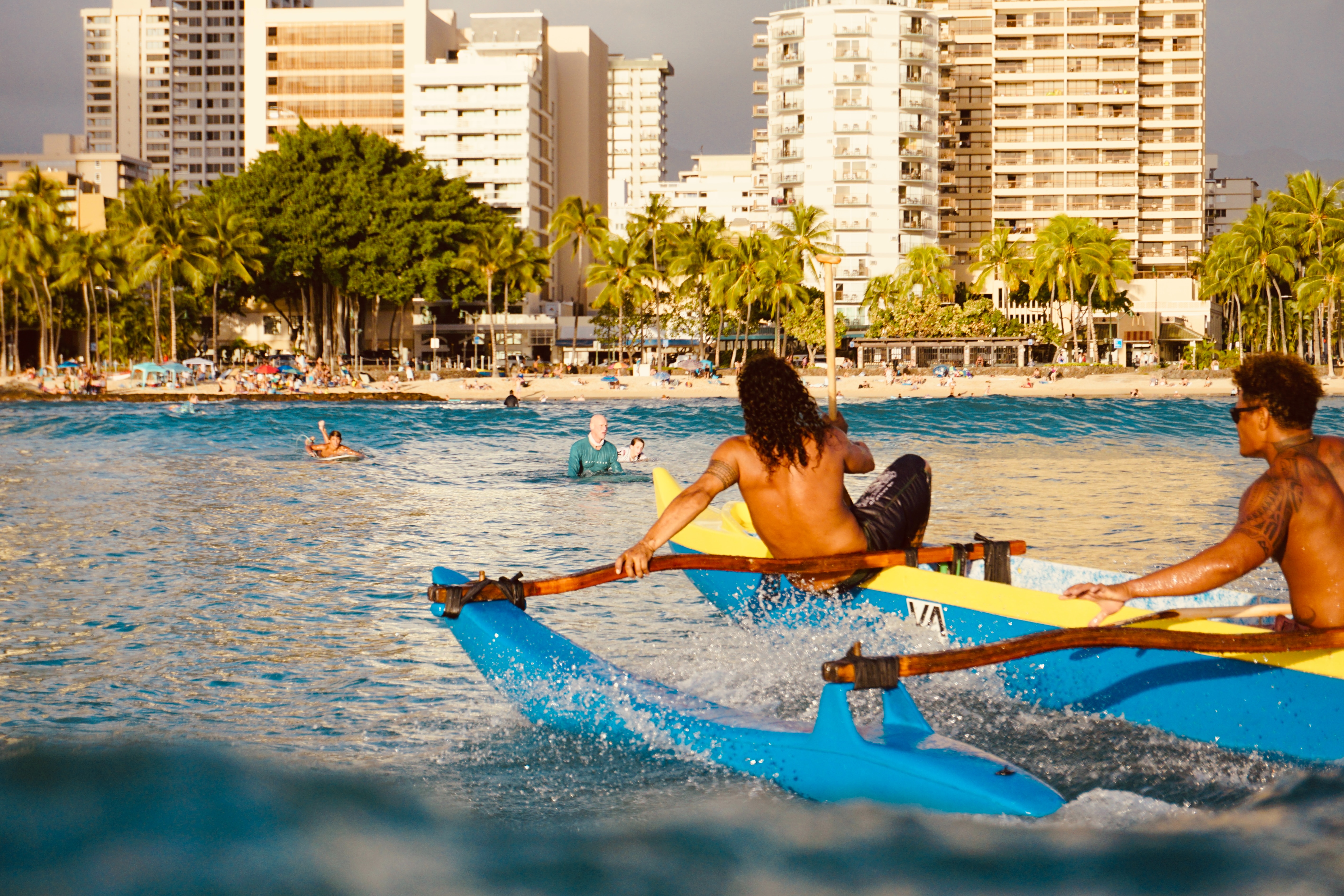 two hawaiians canoeing