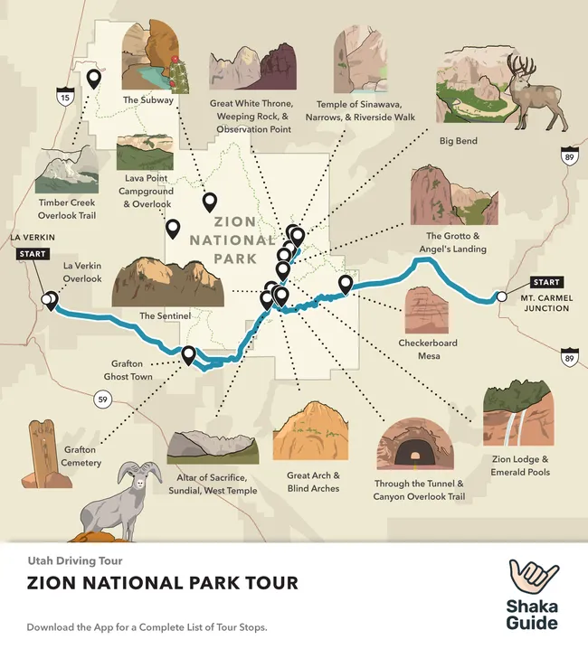 zion tour map