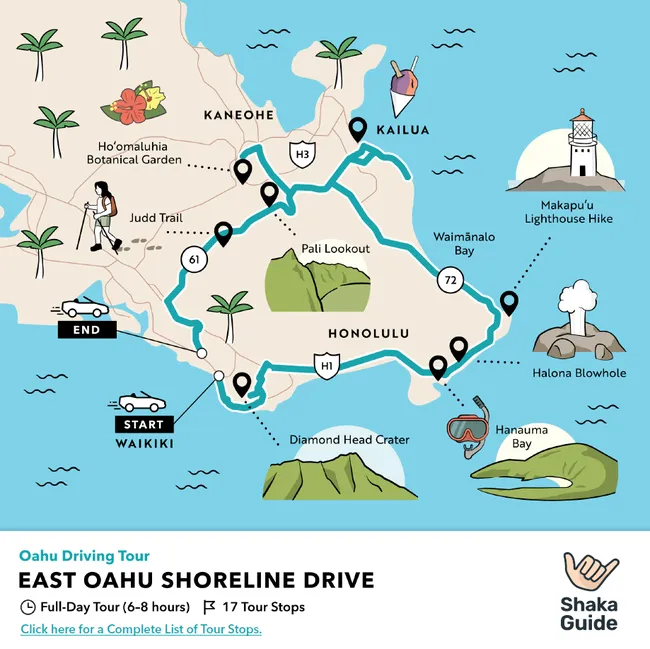 east oahu shoreline drive tour map