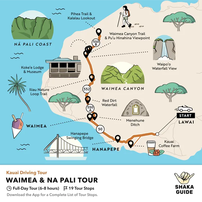 waimea and na pali tour map