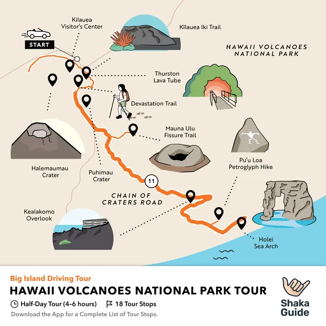 hawaii volcanoes national park tour map