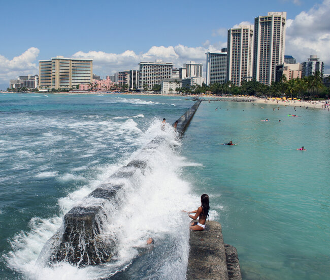 people swimming in the beach