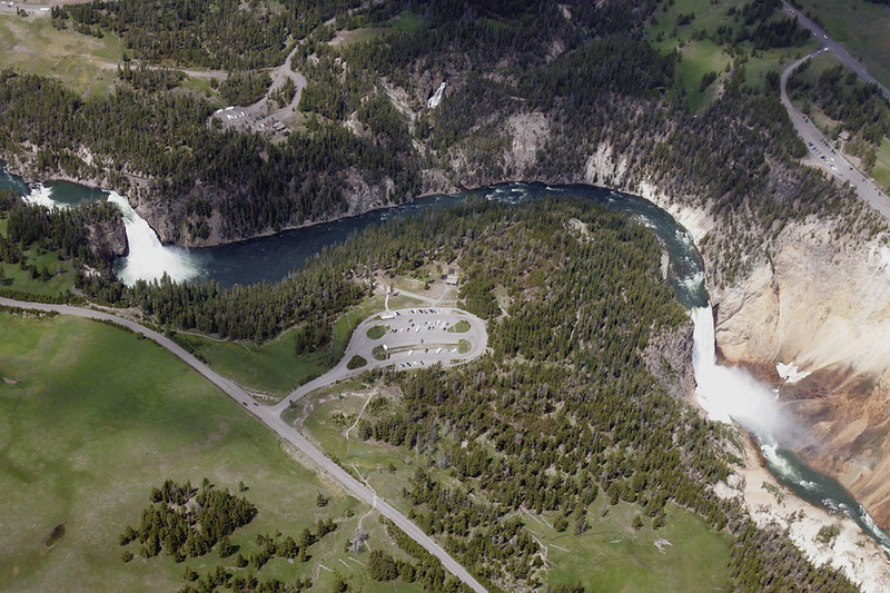 Aerial view of Upper, Lower, and Crystal Falls