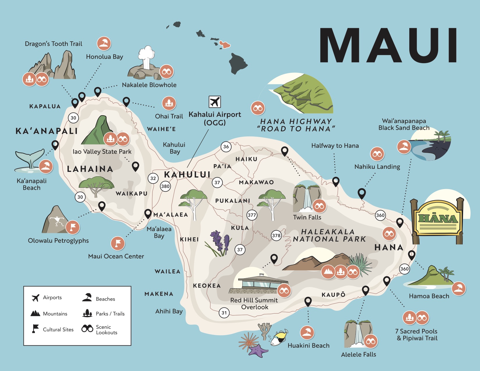 Maui Maps - 8 Maui Maps: Regions, Roads + Points of Interest